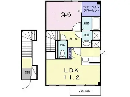 ロイヤルピジョンII(1LDK/2階)の間取り写真