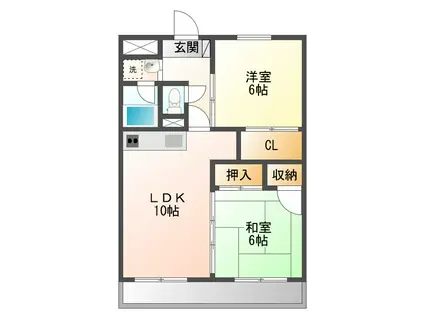 コーポMプラザ(2LDK/5階)の間取り写真