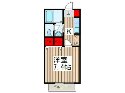 ＪＲ埼京線 北与野駅 徒歩4分 2階建 築23年(1K/2階)の間取り写真