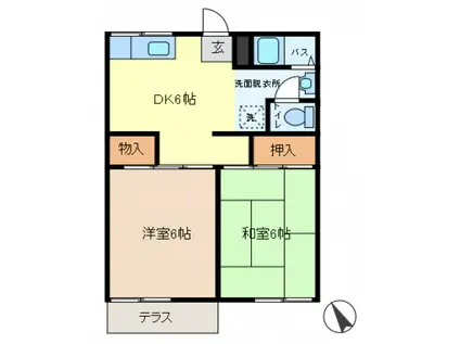 パークハイツ水元(2DK/1階)の間取り写真