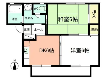 ディアス廣町(2DK/2階)の間取り写真