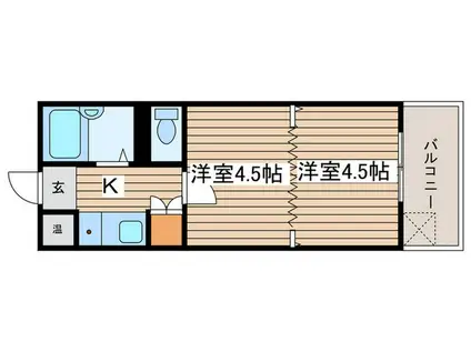 パールプラザ(2K/6階)の間取り写真