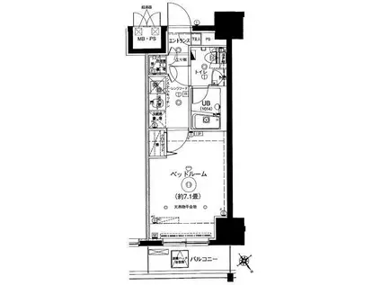 グランフォース横浜伊勢佐木町(1K/5階)の間取り写真