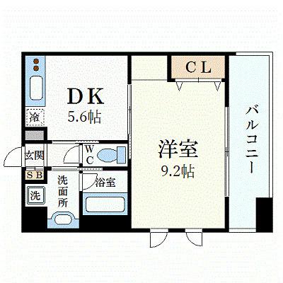 プレジール三ノ宮(1DK/6階)の間取り写真