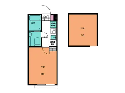 アザーレパッシオ向ケ丘遊園(1K/2階)の間取り写真