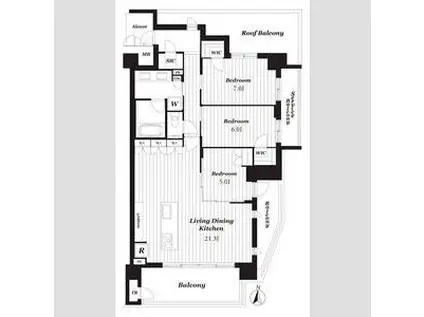 サンメゾン千種公園東(3LDK/5階)の間取り写真