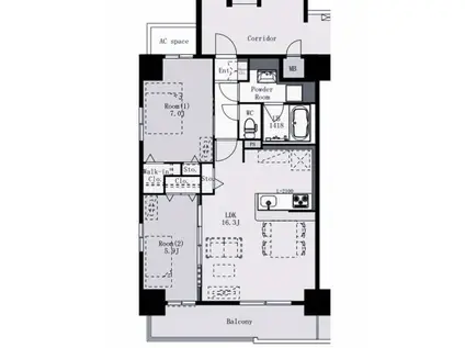 ストラーダ浅間(2LDK/6階)の間取り写真