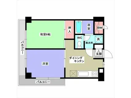 グリーンヒルズ(1LDK/2階)の間取り写真