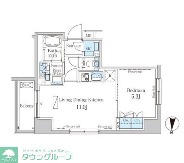パークアクシス錦糸町ヴェール(1LDK/8階)の間取り写真