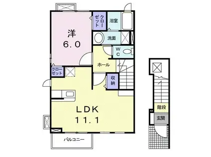 ファレノプシスII(1LDK/2階)の間取り写真