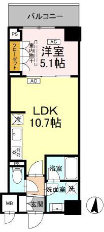 ロイジェント潮見(1LDK/3階)の間取り写真