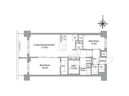 コンフォリア・リヴ永福町(2LDK/1階)の間取り写真