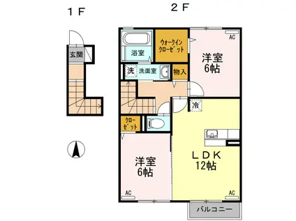 クレイドル(2LDK/2階)の間取り写真