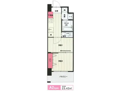 NO.102 ORIENTBLD(2K/13階)の間取り写真