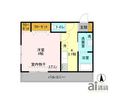 Mフィールド V(1K/4階)の間取り写真