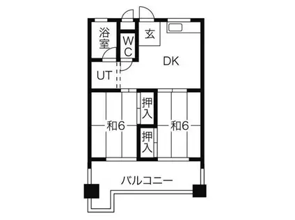 コーポ香流橋(2LDK/6階)の間取り写真