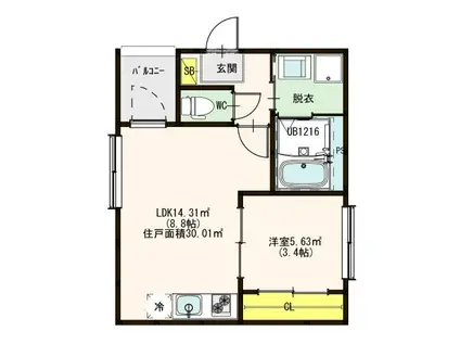 HT開平町(1LDK/2階)の間取り写真