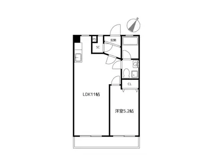 横山生麦マンション(1LDK/5階)の間取り写真