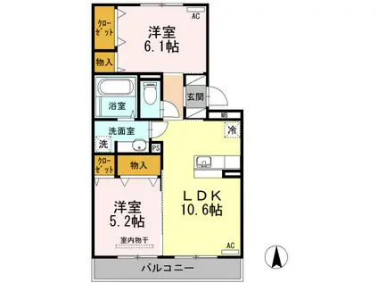 セジュールHIYORIII(2LDK/3階)の間取り写真