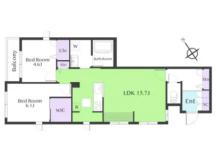 K.TERRACE(2LDK/1階)の間取り写真