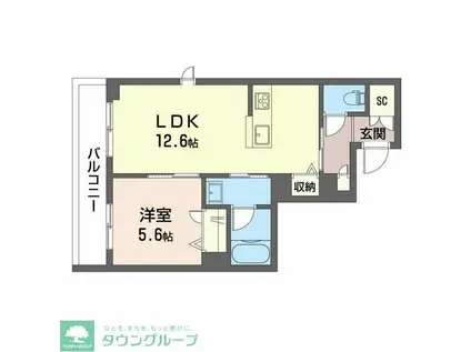 ラバンダ元住吉(1LDK/3階)の間取り写真