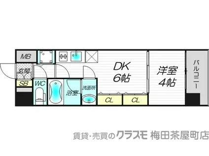 S-RESIDENCE淀屋橋(1DK/5階)の間取り写真