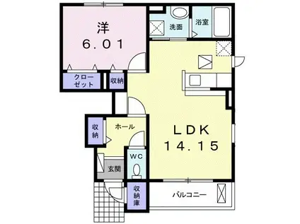 モデルノ(1LDK/1階)の間取り写真