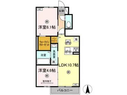 ナイス 二番館(2LDK/1階)の間取り写真
