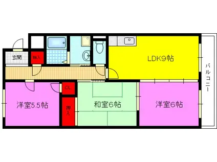 藤楓アビタシオン(3DK/5階)の間取り写真