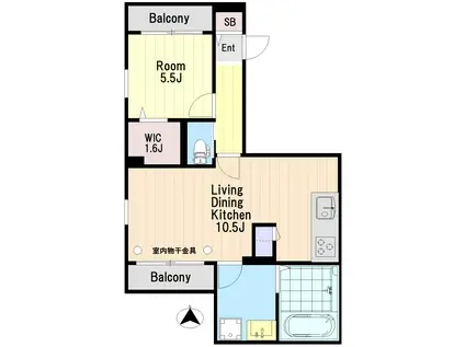 DEAR COURT(1LDK/2階)の間取り写真