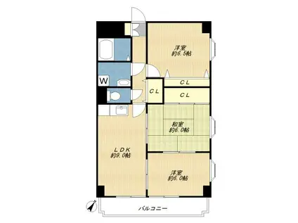 クレールあざみ野(3DK/1階)の間取り写真