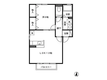 ピュール(1LDK/2階)の間取り写真