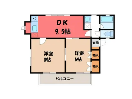 GTハイツ 1(2DK/1階)の間取り写真