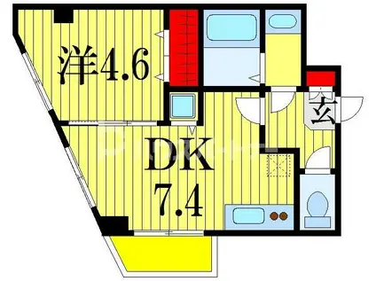 ＪＲ総武線 幕張駅 徒歩9分 4階建 築9年(1DK/1階)の間取り写真