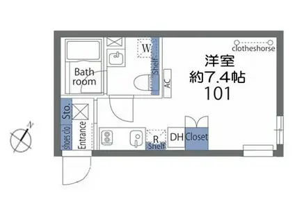 アヴァンタージュ恵比寿(ワンルーム/1階)の間取り写真