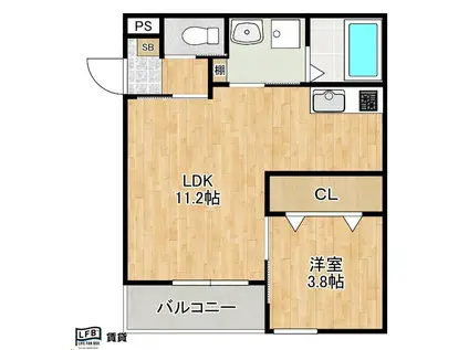 LFB APARTMENT弥生(1LDK/3階)の間取り写真