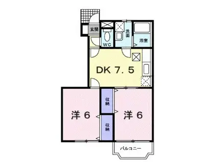 アベニールベルテ(2DK/1階)の間取り写真