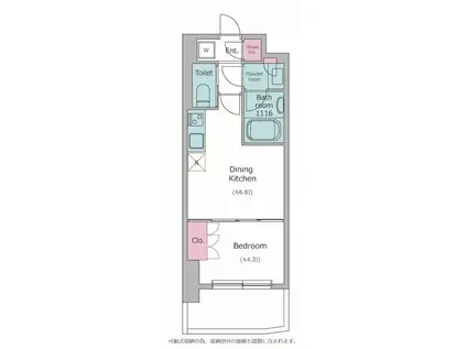 レジディア亀戸プレイス(1DK/14階)の間取り写真