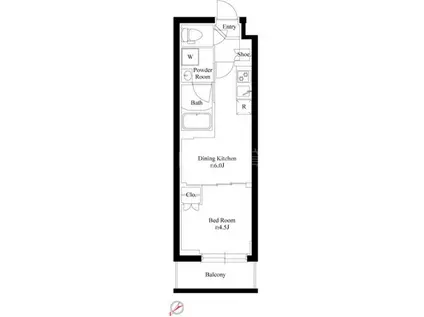 ハーモニーレジデンス東京サウス六郷(1DK/2階)の間取り写真