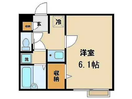 イクシオHA(1K/2階)の間取り写真