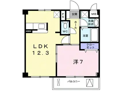 ガーデンハウス 春風(1LDK/3階)の間取り写真