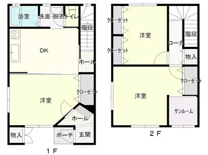 サンモール東新町(3DK/1階)の間取り写真