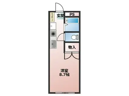 アンビション西都賀(ワンルーム/1階)の間取り写真