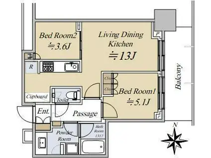 大崎ステーションレジデンス(2LDK/30階)の間取り写真