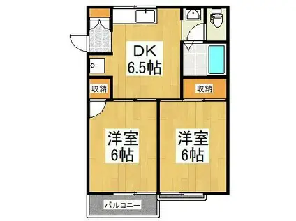 イーストハイツ(2DK/1階)の間取り写真