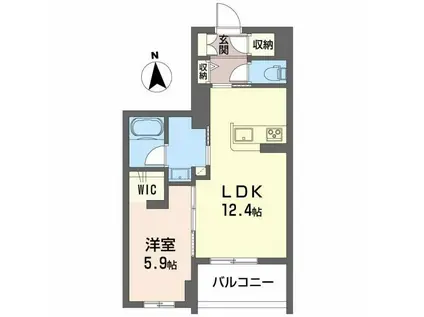 コンフォーザ虎丸(1LDK/4階)の間取り写真
