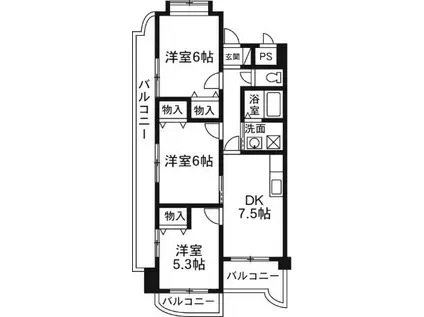 ドーチェスター(3DK/1階)の間取り写真