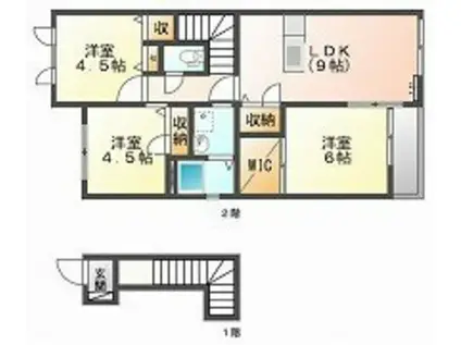 ラパルテール関弐番館(3LDK/2階)の間取り写真