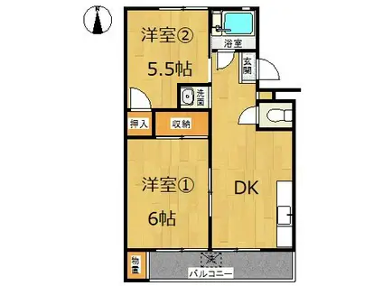 第一長沼ハイツ(2DK/4階)の間取り写真