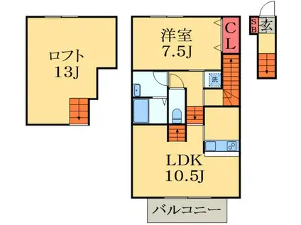 サンドラコ(1SLDK/2階)の間取り写真